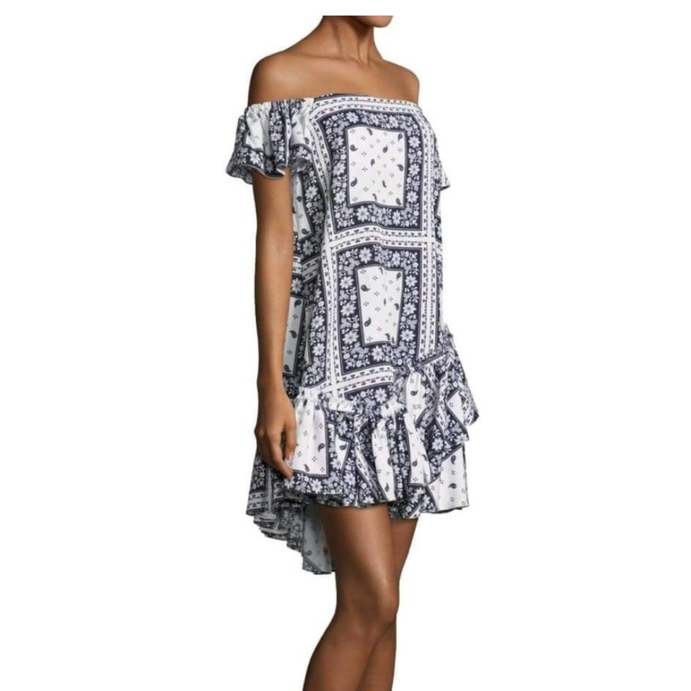 Cinq à Sept Asymmetrical Blue and White Sundress